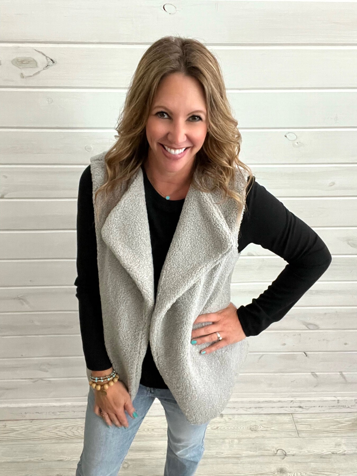 Fuzzy hotsell grey vest